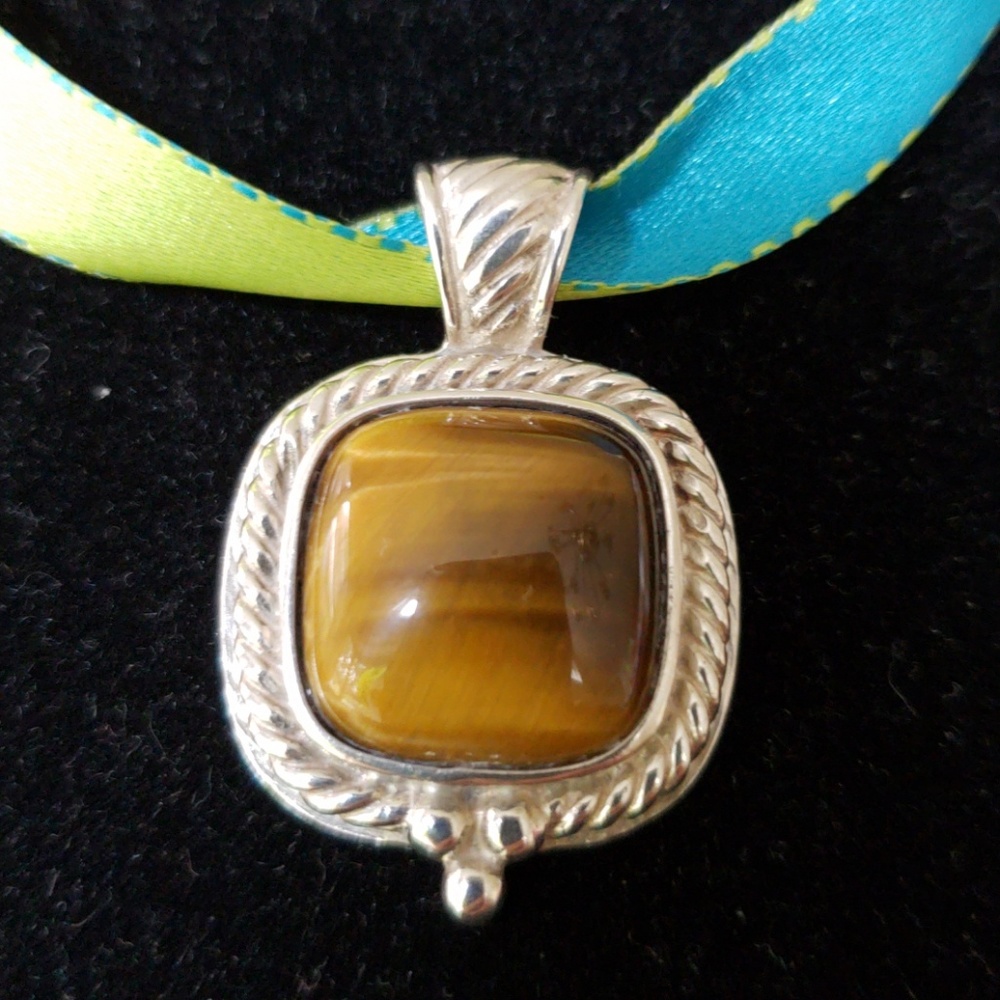 VTG sterling/tigereye slide on pendant